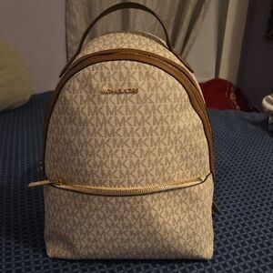 Michael Kors Cream and Brown Backpack